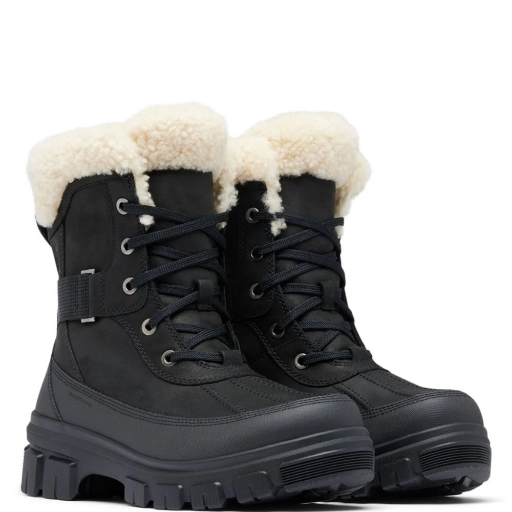 SOREL WOMEN'S TIVOLI V PARC WATERPROOF BOOT IN BLACK/SEA SALT